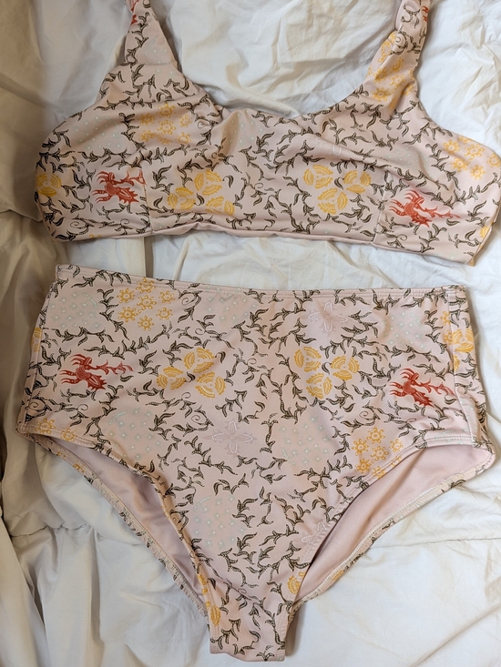 Indigo Luna Other - Indigo Luna Tan Floral High-waist Swimsuit —Large